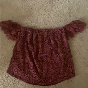 Maroon Off the Shoulder Top